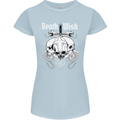 Death Wish Skulls Snakes Biker Gothic Demon Womens Petite Cut T-Shirt Light Blue
