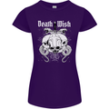 Death Wish Skulls Snakes Biker Gothic Demon Womens Petite Cut T-Shirt Purple