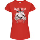 Death Wish Skulls Snakes Biker Gothic Demon Womens Petite Cut T-Shirt Red