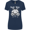 Death Wish Skulls Snakes Biker Gothic Demon Womens Wider Cut T-Shirt Navy Blue
