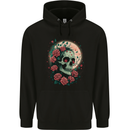 Death at Moon Skull With Roses at Night Gothic Childrens Kids Hoodie Black