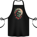 Death at Moon Skull With Roses at Night Gothic Cotton Apron 100% Organic Black