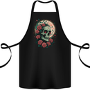 Death at Moon Skull With Roses at Night Gothic Cotton Apron 100% Organic Black
