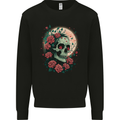Death at Moon Skull With Roses at Night Gothic Mens Sweatshirt Jumper Black