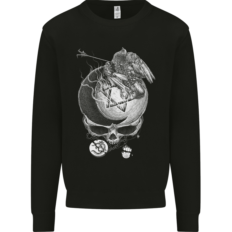 Death to Religion Skull Atheist Atheism FSM Kids Sweatshirt Jumper Black