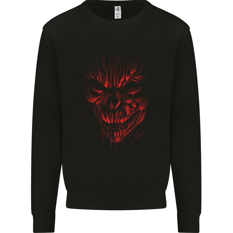 Demon Skull Devil Satan Grim Reaper Gothic Kids Sweatshirt Jumper Black
