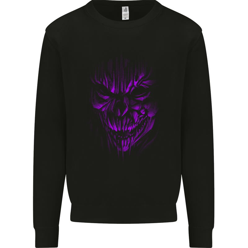 Demon Skull Devil Satan Grim Reaper Gothic Kids Sweatshirt Jumper Black