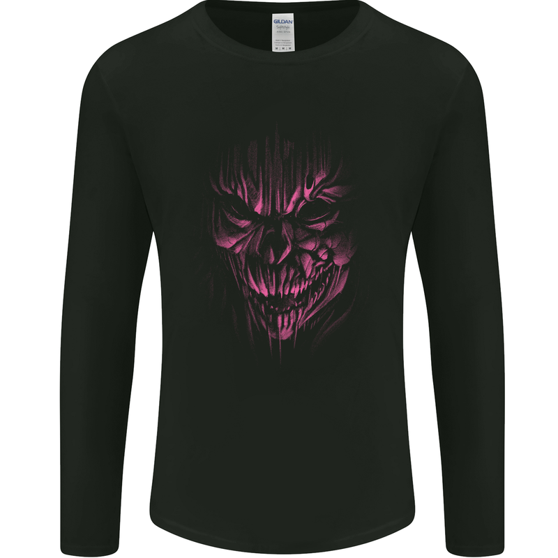 Demon Skull Devil Satan Grim Reaper Gothic Mens Long Sleeve T-Shirt Black