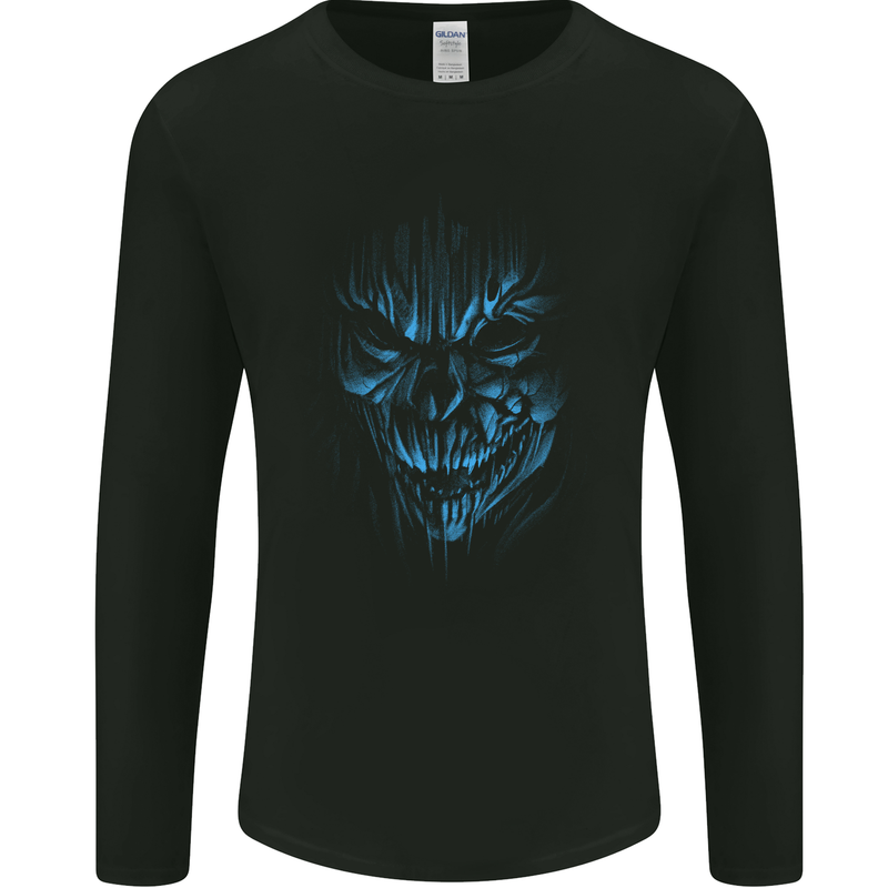 Demon Skull Devil Satan Grim Reaper Gothic Mens Long Sleeve T-Shirt Black