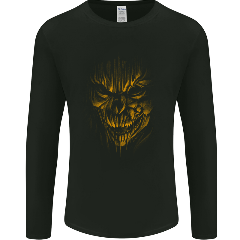 Demon Skull Devil Satan Grim Reaper Gothic Mens Long Sleeve T-Shirt Black