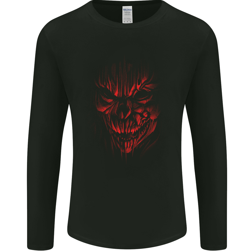 Demon Skull Devil Satan Grim Reaper Gothic Mens Long Sleeve T-Shirt Black