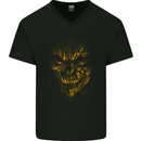 Demon Skull Devil Satan Grim Reaper Gothic Mens V-Neck Cotton T-Shirt Black