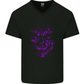 Demon Skull Devil Satan Grim Reaper Gothic Mens V-Neck Cotton T-Shirt Black