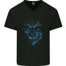 Demon Skull Devil Satan Grim Reaper Gothic Mens V-Neck Cotton T-Shirt Black