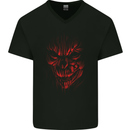 Demon Skull Devil Satan Grim Reaper Gothic Mens V-Neck Cotton T-Shirt Black