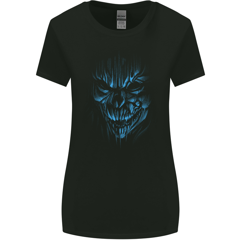Demon Skull Devil Satan Grim Reaper Gothic Womens Wider Cut T-Shirt Black