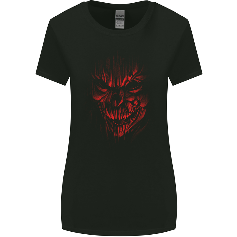 Demon Skull Devil Satan Grim Reaper Gothic Womens Wider Cut T-Shirt Black