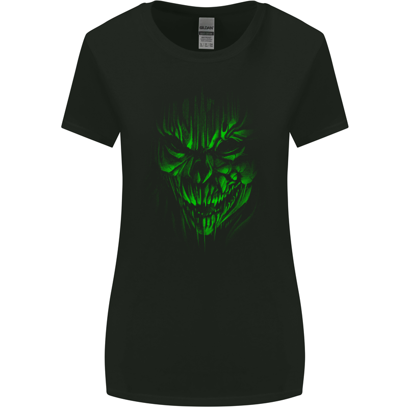 Demon Skull Devil Satan Grim Reaper Gothic Womens Wider Cut T-Shirt Black