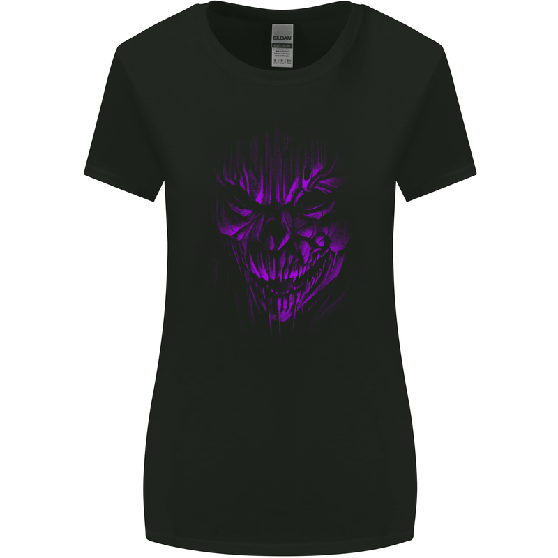 Demon Skull Devil Satan Grim Reaper Gothic Womens Wider Cut T-Shirt Black
