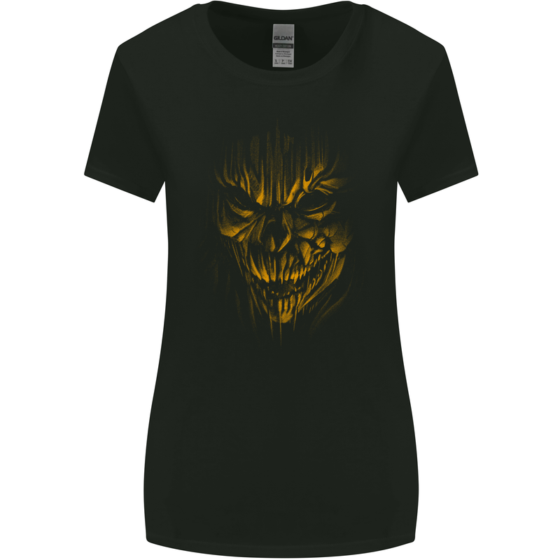 Demon Skull Devil Satan Grim Reaper Gothic Womens Wider Cut T-Shirt Black