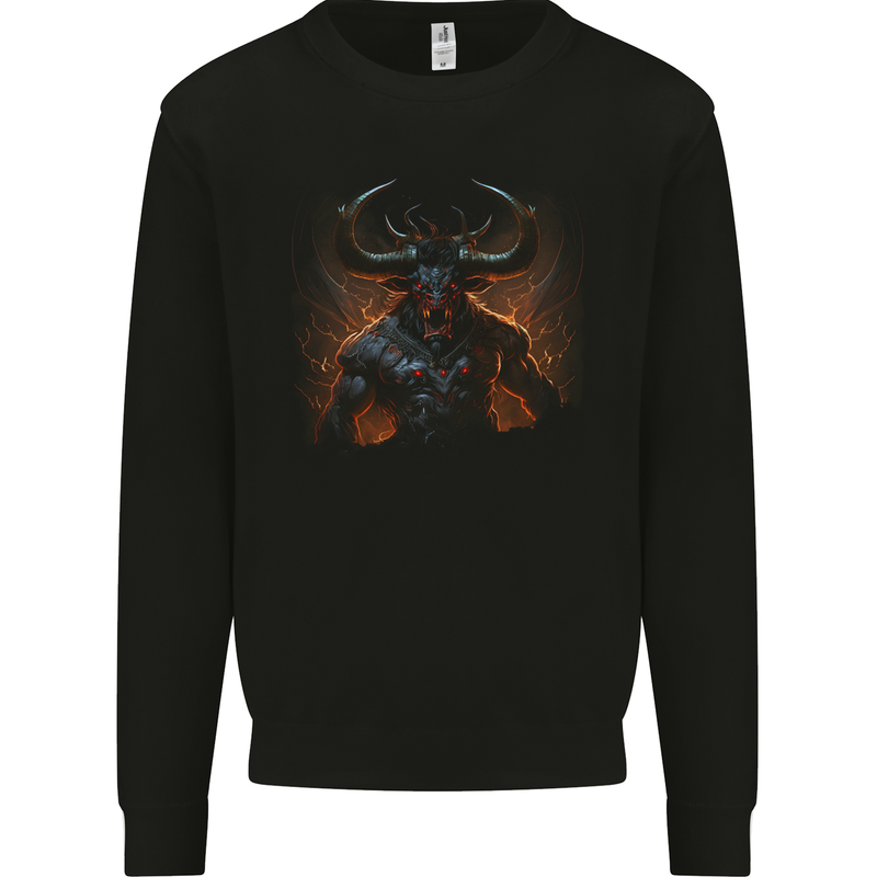 Demonic Bull From Hell Evil Demon Mens Sweatshirt Jumper Black