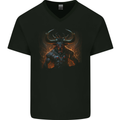 Demonic Bull From Hell Evil Demon Mens V-Neck Cotton T-Shirt Black