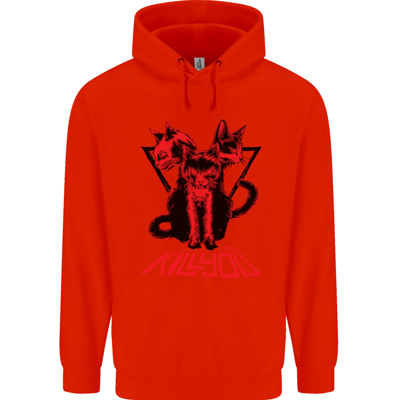Demonic Cats Halloween Horror Witch Demons Childrens Kids Hoodie Bright Red