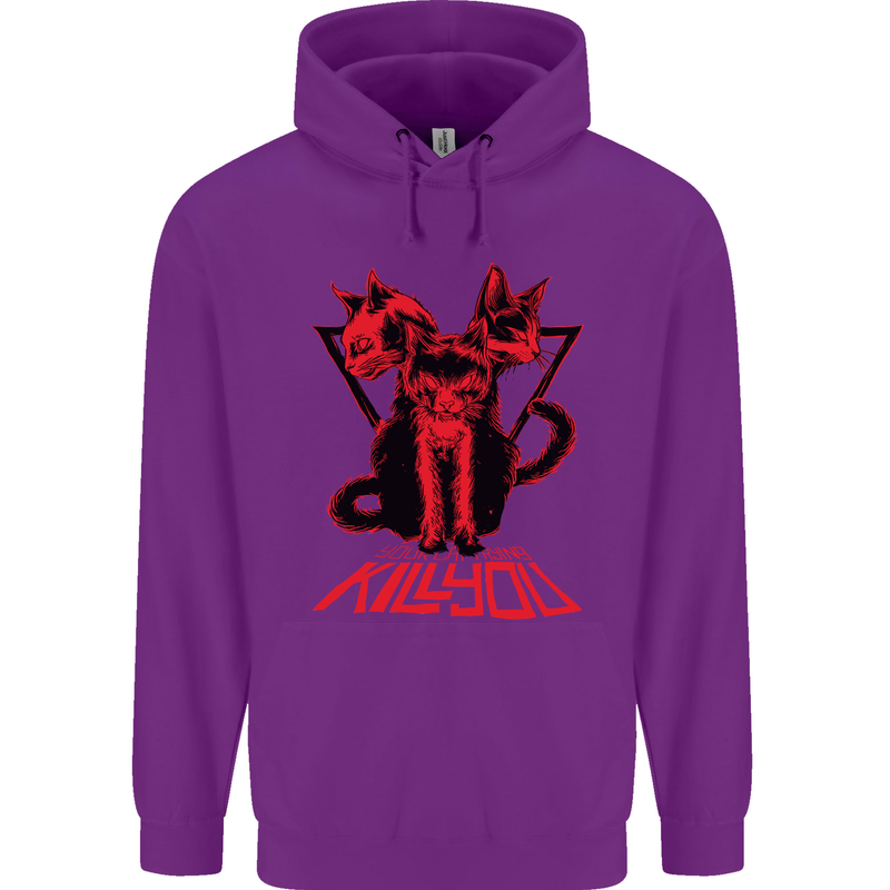 Demonic Cats Halloween Horror Witch Demons Childrens Kids Hoodie Purple