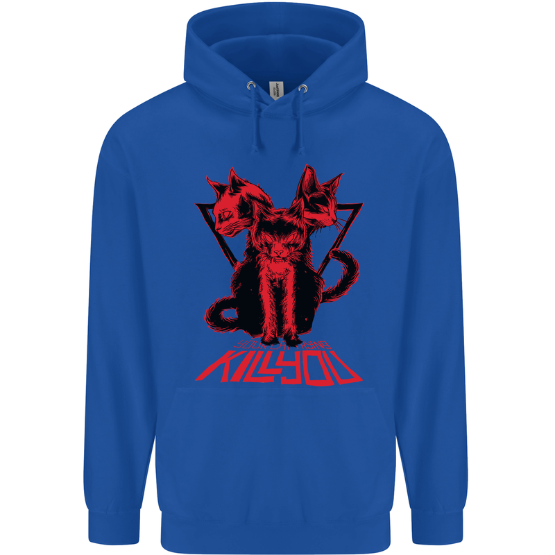 Demonic Cats Halloween Horror Witch Demons Childrens Kids Hoodie Royal Blue