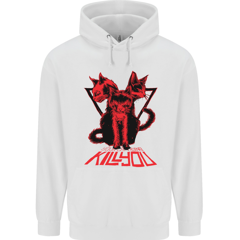 Demonic Cats Halloween Horror Witch Demons Childrens Kids Hoodie White