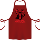 Demonic Cats Halloween Horror Witch Demons Cotton Apron 100% Organic Maroon