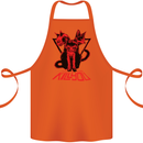Demonic Cats Halloween Horror Witch Demons Cotton Apron 100% Organic Orange