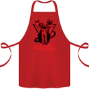 Demonic Cats Halloween Horror Witch Demons Cotton Apron 100% Organic Red