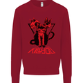 Demonic Cats Halloween Horror Witch Demons Kids Sweatshirt Jumper Red
