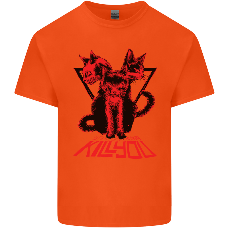 Demonic Cats Halloween Horror Witch Demons Kids T-Shirt Childrens Orange
