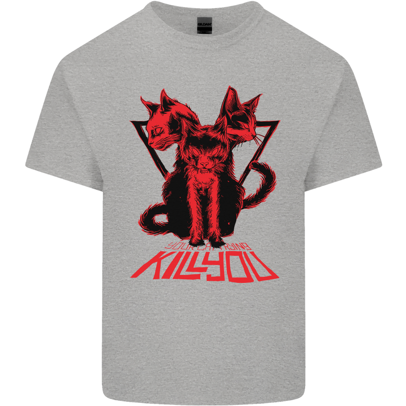 Demonic Cats Halloween Horror Witch Demons Kids T-Shirt Childrens Sports Grey