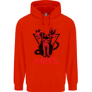 Demonic Cats Halloween Horror Witch Demons Mens 80% Cotton Hoodie Bright Red