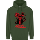 Demonic Cats Halloween Horror Witch Demons Mens 80% Cotton Hoodie Forest Green