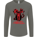 Demonic Cats Halloween Horror Witch Demons Mens Long Sleeve T-Shirt Charcoal