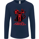 Demonic Cats Halloween Horror Witch Demons Mens Long Sleeve T-Shirt Navy Blue