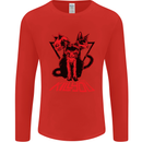 Demonic Cats Halloween Horror Witch Demons Mens Long Sleeve T-Shirt Red
