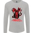 Demonic Cats Halloween Horror Witch Demons Mens Long Sleeve T-Shirt Sports Grey