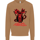 Demonic Cats Halloween Horror Witch Demons Mens Sweatshirt Jumper Caramel Latte