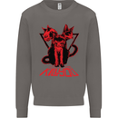Demonic Cats Halloween Horror Witch Demons Mens Sweatshirt Jumper Charcoal