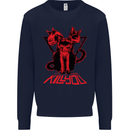 Demonic Cats Halloween Horror Witch Demons Mens Sweatshirt Jumper Navy Blue
