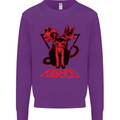 Demonic Cats Halloween Horror Witch Demons Mens Sweatshirt Jumper Purple