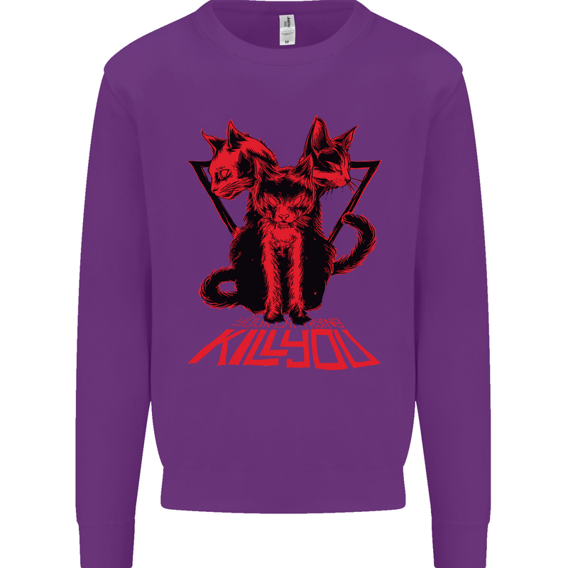 Demonic Cats Halloween Horror Witch Demons Mens Sweatshirt Jumper Purple