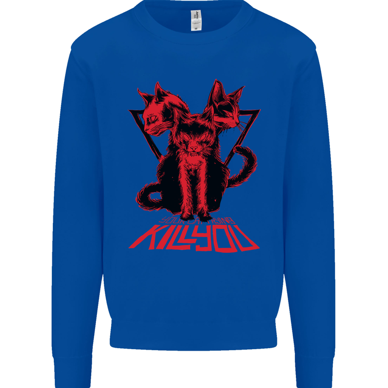 Demonic Cats Halloween Horror Witch Demons Mens Sweatshirt Jumper Royal Blue