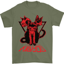 Demonic Cats Halloween Horror Witch Demons Mens T-Shirt Cotton Gildan Military Green