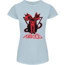Demonic Cats Halloween Horror Witch Demons Womens Petite Cut T-Shirt Light Blue